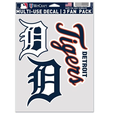 Wincraft MLB Detroit Tigers Decal Multi Use Fan 3 Pack, Team Colors, One Size