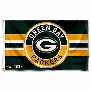 WinCraft Green Bay Packers Patch Button Circle Logo Flag Large 3x5 Banner