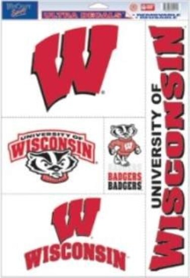 NCAA Wisconsin Badgers Ultra Decal Sheet, 11"x17", Team Color