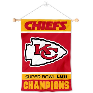 Kansas City Chiefs 2022 2023 Super Bowl Champions Banner Window Wall Hanging Flag with Suction Cup