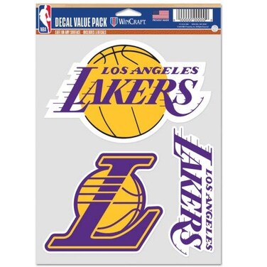 Wincraft NBA Los Angeles Lakers Decal Multi Use Fan 3 Pack, Team Colors, One Size