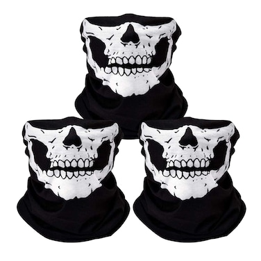 ZKSM 3 PCS Skull Mask Breathable Skull Face Masks Black Seamless Skull Balaclava Mask for Motorcycle Bike Hiking Ski Halloween Outdoor Riding