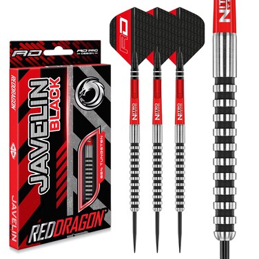 RED DRAGON Javelin Black 22g Tungsten Darts Set with Flights and Stems