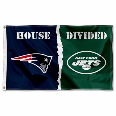 WinCraft Patriots and Jets House Divided Flag Rivalry Banner