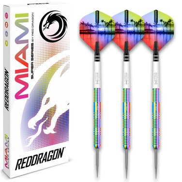 RED DRAGON Miami 22 Gram Professional Tungsten Darts Set with Flights and Stems