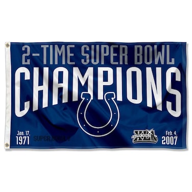 WinCraft Indianapolis Colts 2X and 2 Time Super Bowl Champions Flag Outdoor Indoor 3x5 Foot Banner