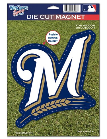MLB Milwaukee Brewers 82797010 Die Cut Logo Magnet, Small, Black