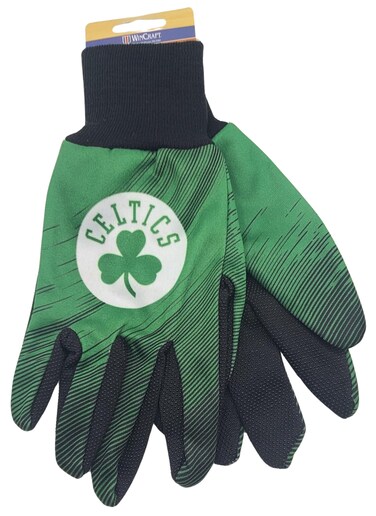 WinCraft Licensed NBA Two Color Halftone Utility Grip Palm Work Gloves (Boston Celtics)