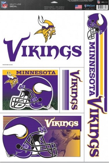 Wincraft NFL Minnesota Vikings Ultra Decal Sheet, 11"x17", Team Color