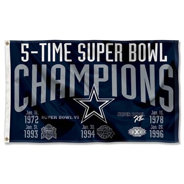 WinCraft Dallas Cowboys 5X and 5 Time Super Bowl Champions Flag Outdoor Indoor 3x5 Foot Banner