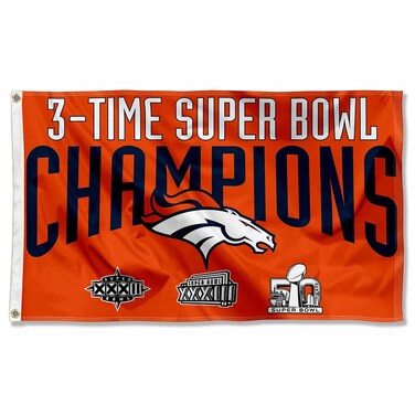 WinCraft Denver Broncos 3 Time Super Bowl Champions Flag