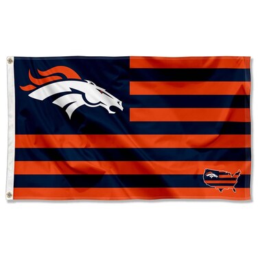 WinCraft Denver Broncos USA American Nation Stripes 3x5 Grommet Flag