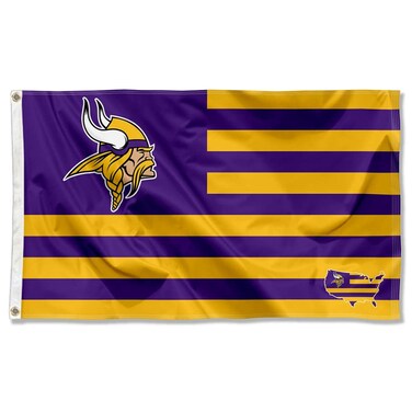 WinCraft Minnesota Vikings USA American Nation Stripes 3x5 Grommet Flag