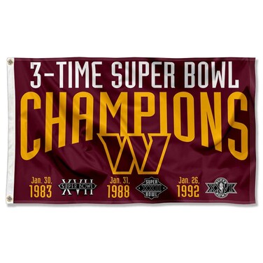 WinCraft Washington Commanders 3X and 3 Time Super Bowl Champions Flag Outdoor Indoor 3x5 Foot Banner