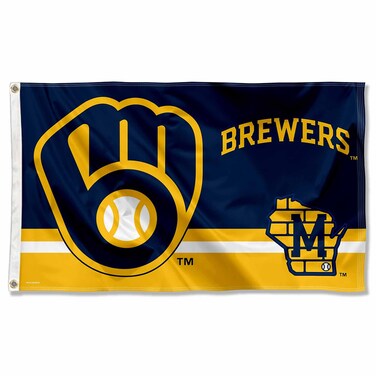WinCraft Milwaukee Brewers Logo Insignia 3x5 Foot Grommet Banner Flag
