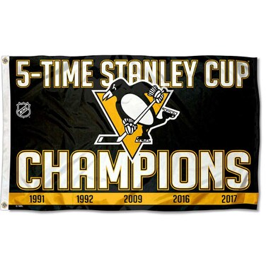 WinCraft Pittsburgh Penguins 5 Time Stanley Cup Champions Flag