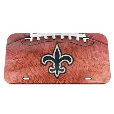 WinCraft NFL New Orleans Saints Crystal Mirror Football License Plate, Team Color, One Size