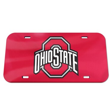 Wincraft NCAA Ohio State Buckeyes Crystal Mirror Logo License Plate, Team Color, One Size