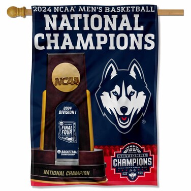 WinCraft Connecticut Huskies 2024 Basketball National Champions Banner Vertical Flag