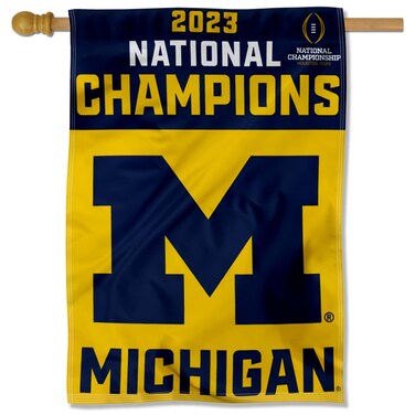 WinCraft Michigan Team University Wolverines 2023 College Football National Champions Banner Vertical Flag
