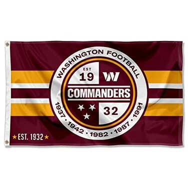 WinCraft Washington Commanders Patch Button Circle Logo Flag 3x5 Banner