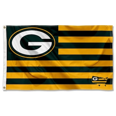 WinCraft Green Bay Packers USA American Nation Stripes 3x5 Grommet Flag