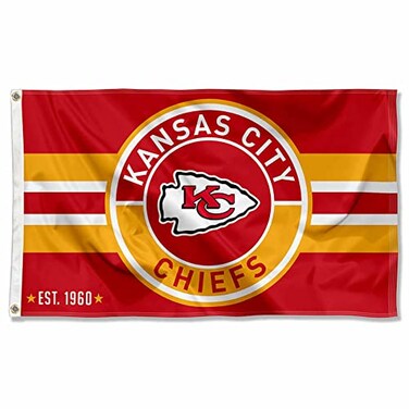 WinCraft Kansas City Chiefs Patch Button Circle Logo Flag Large 3x5 Banner