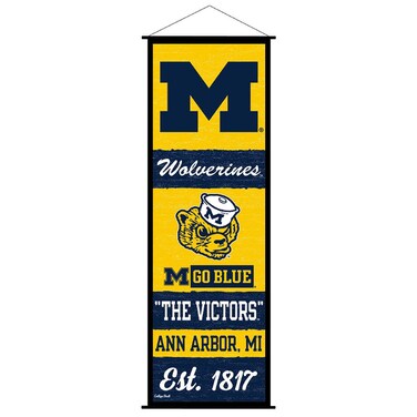 Michigan Team University Wolverines Banner and Scroll Sign