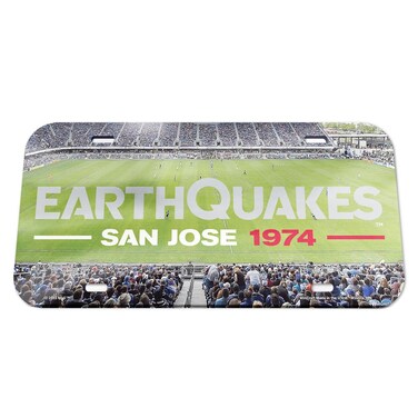MLS San Jose Earthquakes Stadium Crystal Mirror License Plate, 6 x 12-Inch