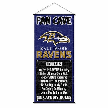 WinCraft Baltimore Ravens Man Cave Fan Banner Wall Door Scroll