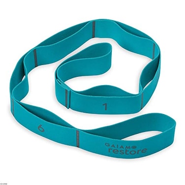 Gaiam Restore Resistance Band Stretching Strap - Stretch Legs &amp; Arms with Medium Resistance Loops, Multiple Holds for Increased Range of Motion, Flexibility or Strength Training