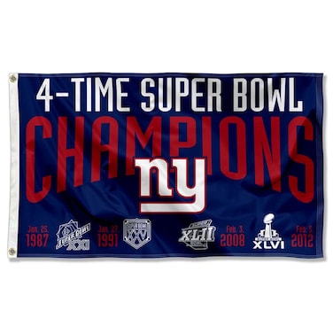 WinCraft New York Giants 4X and 4 Time Super Bowl Champions Flag Outdoor Indoor 3x5 Foot Banner