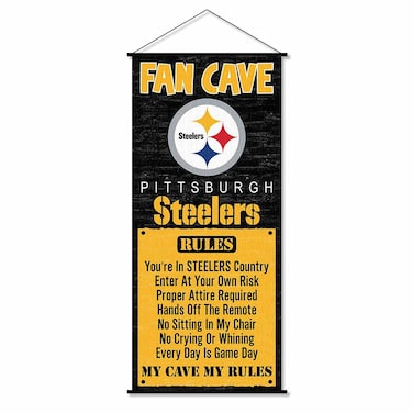 WinCraft Pittsburgh Steelers Man Cave Fan Banner Wall Door Scroll