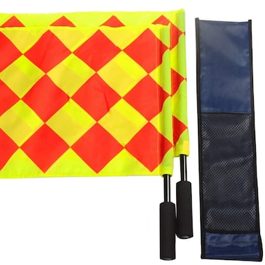 2 Pcs Handle Linesmen Flags Rugby Referee Flags Soccer Ref Flags Official Checkered Flag Linesman Referee Flags Linesman Solid Flag Waterproof Cloth Football Judge Sports Banner