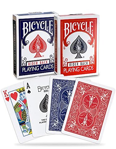 Bicycle Rider Back Playing Cards, Standard Index, Poker Cards, Premium Playing Cards, Red &amp; Blue, 2 Count (Pack of 1)