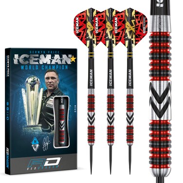 RED DRAGON Gerwyn Price Iceman Firebird 23 Gram Premium Tungsten Darts Set with Flights and Stems
