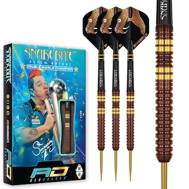 RED DRAGON Peter Snakebite Wright Copper Fusion 18 Gram Softip Premium Tungsten Darts Set with Flights and Stems