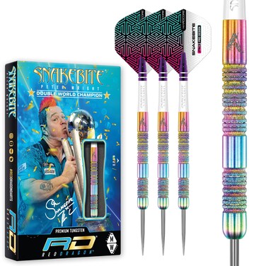 RED DRAGON Peter Snakebite Wright Diamond Fusion Spectron SE 23 Gram Premium Tungsten Steeltip Darts Set with Flights and Stems