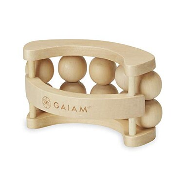 Gaiam Relax Massage Ball Roller - Handheld Wooden Total Body Massager for Back, Neck, Foot, Calf, Leg, Arm   Deep Tissue Massager Relief for Sore Muscles