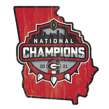 Wincraft NCAA University of Georgia 2021 CFP National Champions College Football Playoffs State Shape Wooden Sign