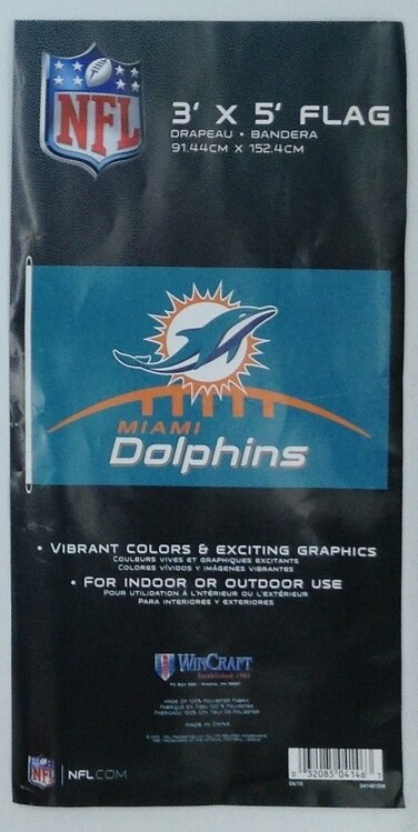 WinCraft NFL Miami Dolphins 3' X 5' Laces Design Premium Flag with D-Rings