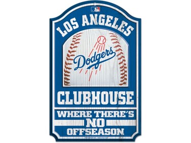 Wincraft MLB Los Angeles Dodgers 28734012 Wood Sign, 11" x 17", Black
