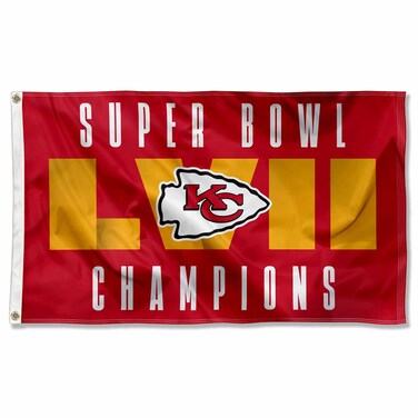 WinCraft Kansas City Chiefs 2022 2023 Super Bowl LVII Champions Flag Outdoor Indoor 3x5 Foot Banner