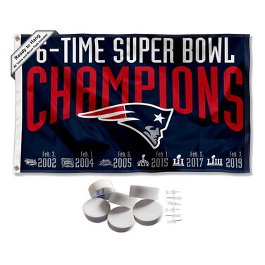New England Patriots 6 Time Super Bowl Champions Banner and Tapestry Wall Tack Pads