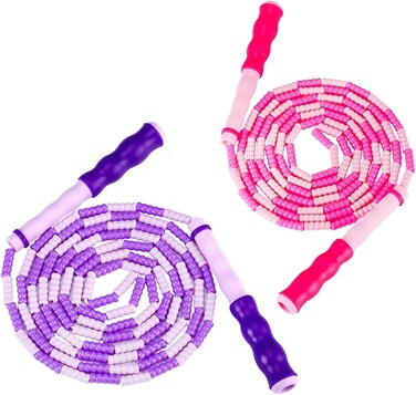 2 Pack Jump Rope for Fitness Exercise Equipment, Tangle-Free Rope Skipping with Soft Beaded Segment, Premium Adjustable Jumping Rope for kids, women, men