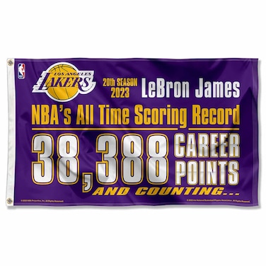 WinCraft Los Angeles Lakers LaBron James Scoring Record Indoor Outdoor Flag Banner