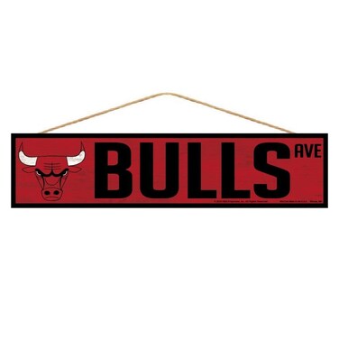 NBA Chicago Bulls SignWood Avenue Design, Team Color, 4x17