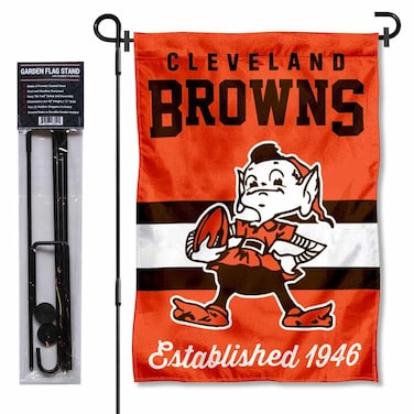WinCraft Cleveland Browns Throwback Retro Vintage Garden Flag and Flagpole Mount