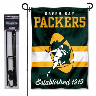 WinCraft Green Bay Packers Throwback Retro Vintage Garden Flag and Flagpole Mount