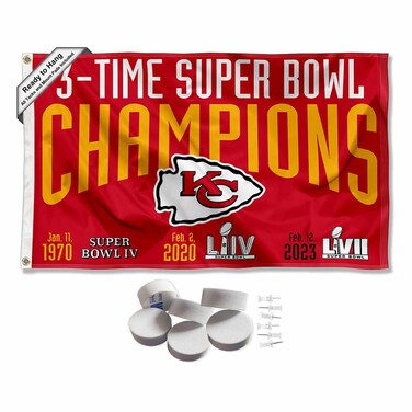Kansas City Chiefs 3X Times Super Bowl Champions Banner and Tapestry Wall Tack Pads